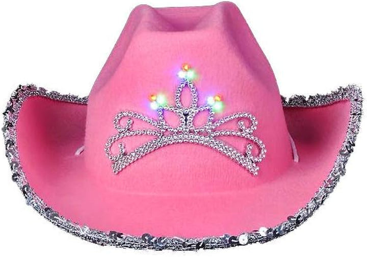 Child Pink Cowboy Hat with Blinking Tiara