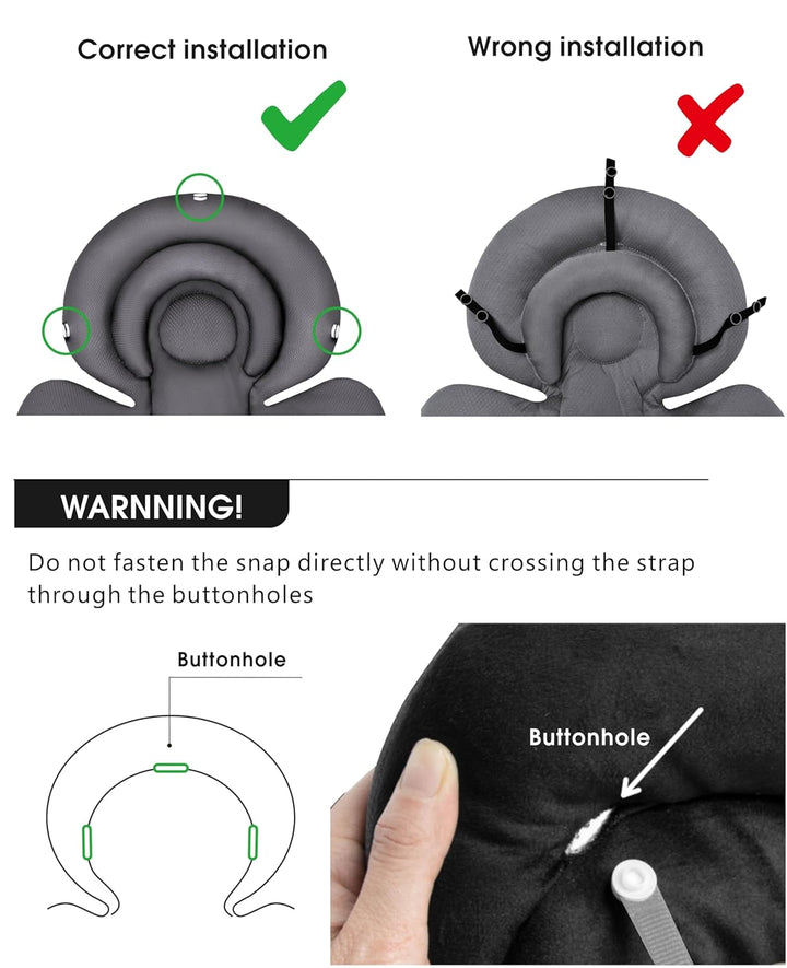 Infant Car Seat Insert with Extra Cushion for Preemie to Toddler, Reversible Newborn Carseat Insert Head Support, Fits for Stroller, Baby Swing, Rocker, Bassinets, Bouncer (Black Star)