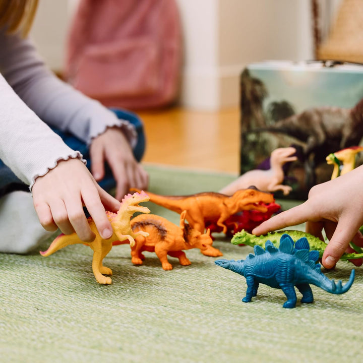 Dinosaur Toys for Kids - 12 Realistic Small Dinosaur Figures with Metal Storage Box & Soft Dino for Boys and Girls 3-7 Years - Spinosaurus Toddler Toys