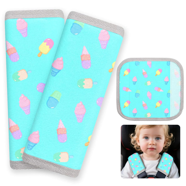 Seat Belt Cover Pad for Baby, Soft Seatbelt Cushion Covers for Kids 2Pcs Car Seat Strap Shoulder Pads for All Car Seats, Stroller, High Chair,Blue Dinosaur