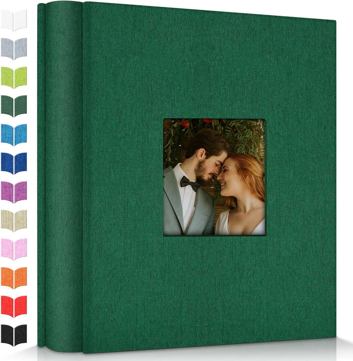 Photo Album 4X6 with 300 Pockets,Slip-In Picture Albums,Linen Cover Memory Book with Front Window,White Page Vertical Photo Book for Wedding,Family,Anniversare,Baby,Vacation
