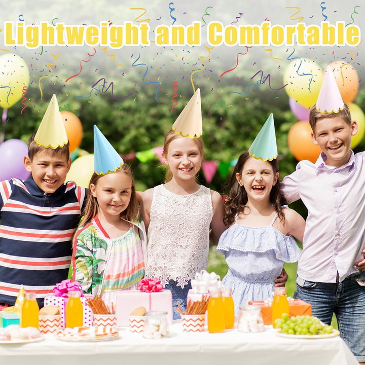 24 PCS Pastel Party Hats for Kids and Adults, Party Supplies for Party Decorations, Party Headwear for Birthday|Celebration|Party, Macaron Cone Kids Hats for Girls Boys Women Men