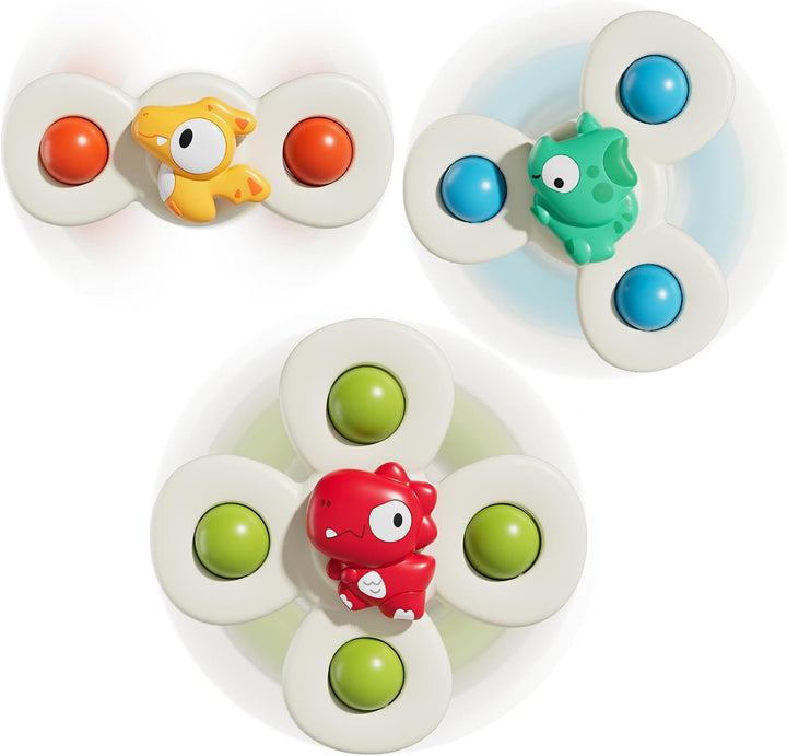 3PCS Suction Cup Spinner Toys for 1 Year Old Boy Girl|Spinning Top Baby Toys 12 18 Months|1 2 Year Old Boy Birthday Gift|Baby Bath Toy for Kids Ages 1-3|Sensory Toy for Toddlers 1-3