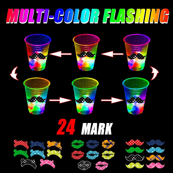 16Oz Glowing Party Cups for Indoor Outdoor Party Event Fun,Light up Flashing Cups for Night Event Favor Decorations Supplies