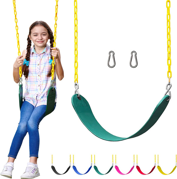 Swing for Outdoor Swing Set - Pack of 1 Swing Seat Replacement Kit with Heavy Duty Chains - Backyard Swingset Playground Accessories for Kids (Green)