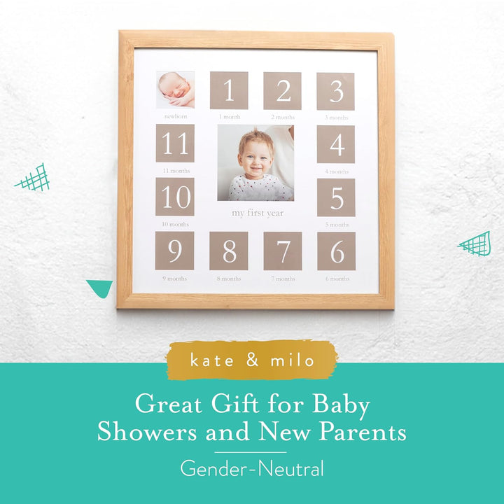 My First Year Picture Frame, Baby'S First Twelve Months Photo Collage and Gender Neutral Keepsake, Ideal for Baby Shower, New Mom Gift and Nursery Decor, Wood