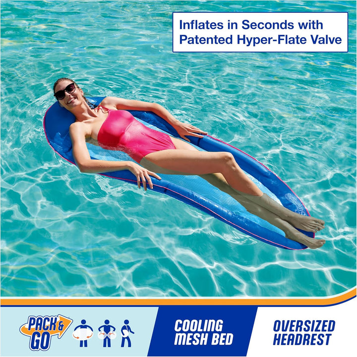 Spring Float Premium Hammock Pool Lounger, Inflatable Pool Floats Adult with Fast Inflation for Ages 15 & Up