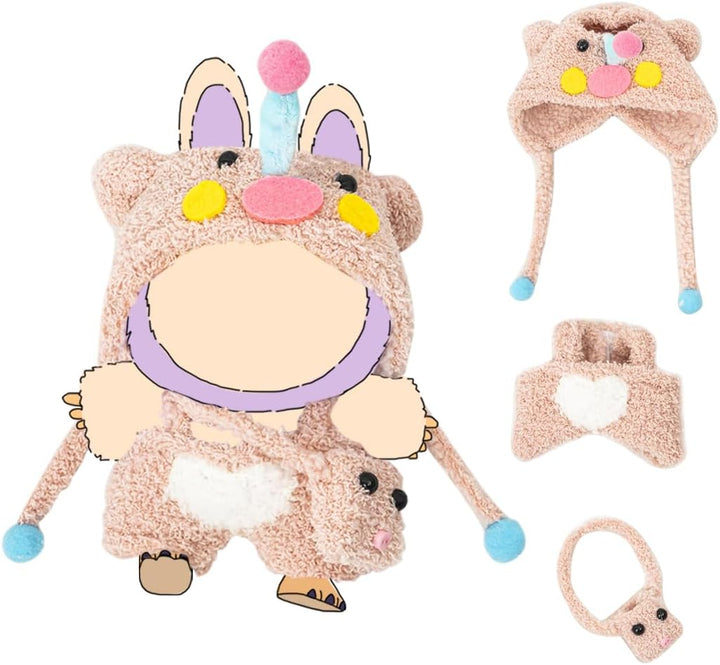 Clothes for Labubu 17Cm Dolls(No Doll) Dolls Outfit for Labubu with Accessories Suit Cute for Lububu Stylish Dress up Set for LA BUBU Patterned Skirt