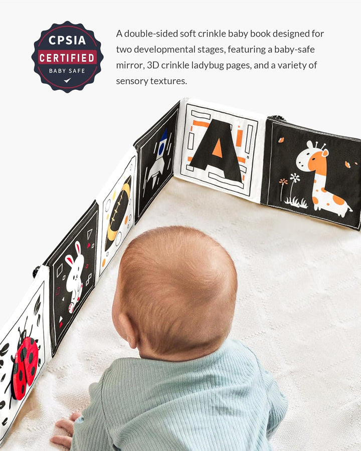 High Contrast Baby Toys for Newborn, Tummy Time Mirror Black and White Toys for 0-6 Months, Visual Sensory for Infant 0-3-6 Months, Newborn Baby Registry Essential Stuffers