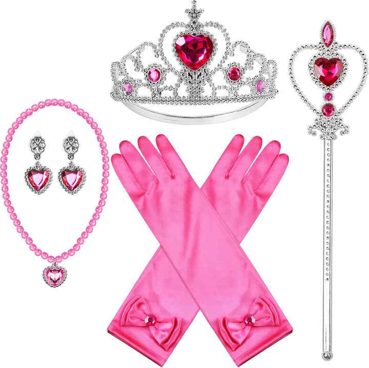 Princess Dress up Accessories Princess Crown Tiara for Little Girls, Princess Tiara Glove Wand Toy Gift for 3-6 Girl
