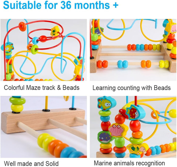 First Bead Maze Roller Coaster Wooden Educational Circle Toy for Toddlers