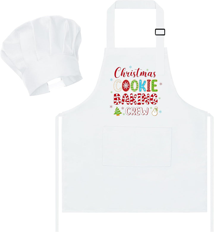 2 Pcs Kid Apron and Chef Hat Set, Adjustable Children Blue Kitchen Apron Cooking Baking Painting and Training Kits Dress up Role Play Chef Toy Kid Funny Cooking Gift New Year