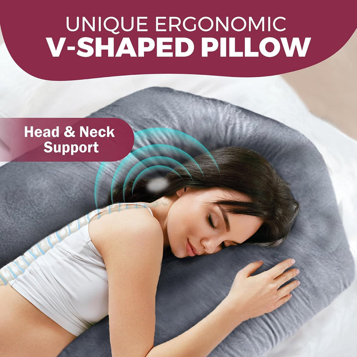 Pregnancy Pillows for Sleeping - V C U Shaped 57Inch Full Body Pillow with Removable Washable Cover, Cooling Maternity Pillow for Pregnant Women, Support for Back Belly Legs Hip