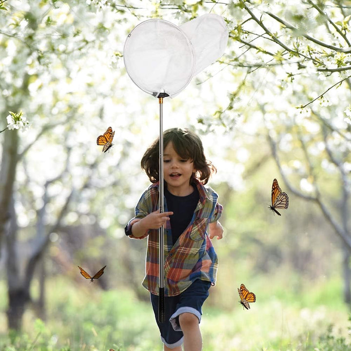 Insect and Butterfly Net with 12" Ring, 24" Net Depth, Handle Extends to 59 Inches for Adults and Kids (12" Ring, 59" Handle)
