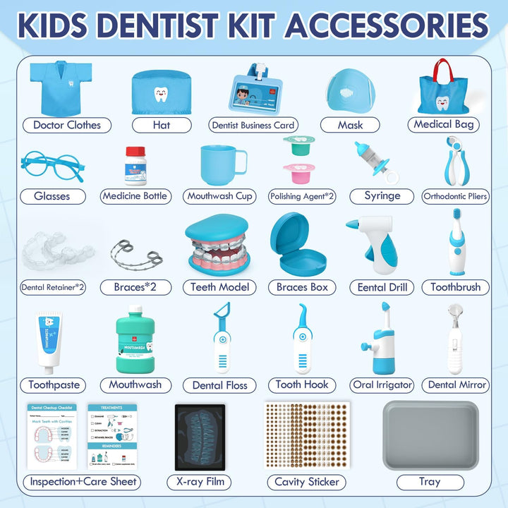 Doctor Kit for Toddlers 3-5, Kids Dentist Play Set, Toys for 4+ Year Old Girls Boys, Pretend Play for Toddlers 2-4, Kids Doctor Playset, Medical Kits for Boys 3+
