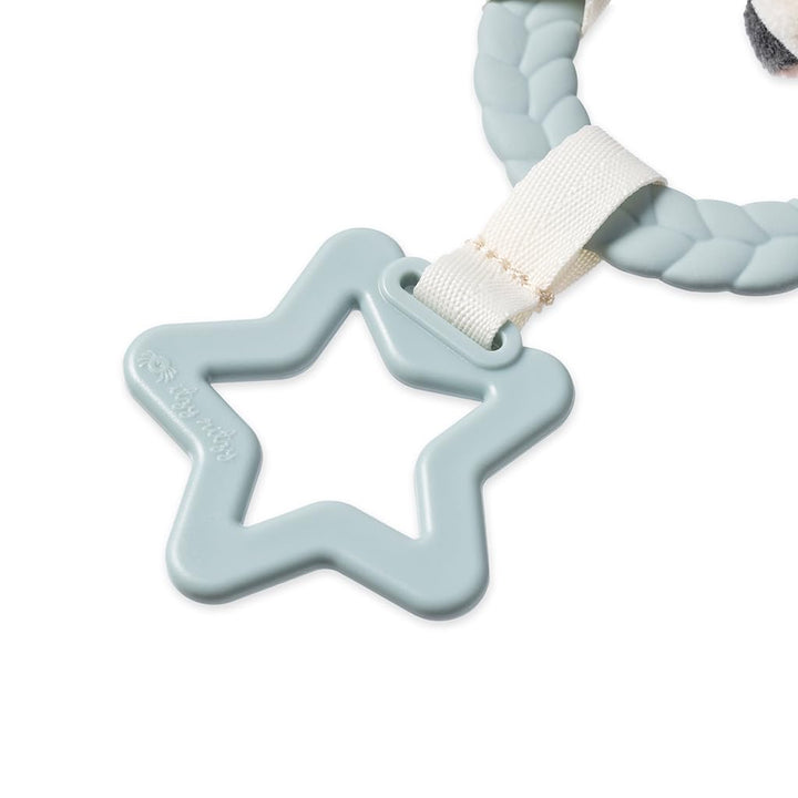 Teething Activity Toy - Bitzy Busy Ring Infant Teething Toy Features Braided Ring & Dangling Toys, Includes Teether, Textured Ribbons, Crinkle Sound & Jingle Bell - 0 Months & up (Farm)