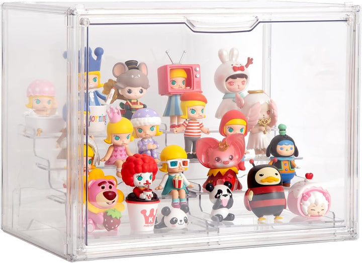 3 Tiers Clear Display Case for Figures, Acrylic Storage Organizers Box with Magnetic Door, Wall-Mounted Dustproof Showcase for Collectibles Action Figure