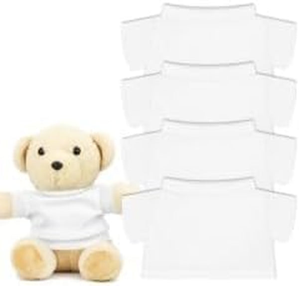 4 PCS Stuffed Bear Basic T Shirt Clothes for 10-12Inch, T Shirt Classic Crew Neck Bear, Cute Tiny Clothes DIY Bear Toy (For 10-12 Inch,White)
