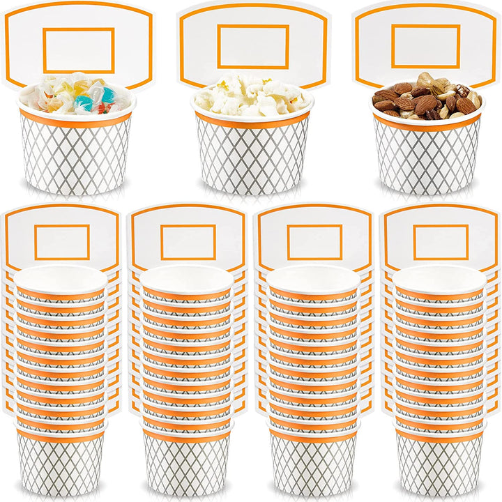 Basketball Hoop Snack Cups Basketball Party Decorations Paper Party Supplies Kids Paper Snack Cups Disposable Treat Food Bowls for Ball Themed Birthday Favors(24 Pieces)
