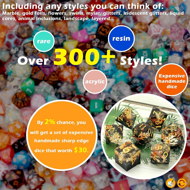 Mystery Dice Set DND Dice Wide Range of Patterns Polyhedral Gaming Dice for Tabletop & Role-Playing RPG DND Gift