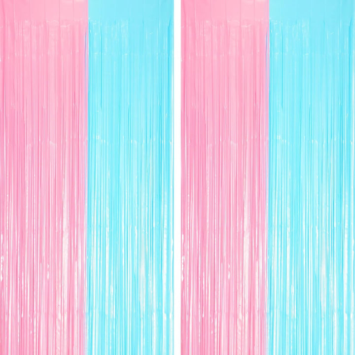 2 Pack Laser Pink Tinsel Foil Fringe Curtains, Mothers Day Pink Decorations, Metallic Tinsel Party Streamers Backdrop for Birthday Bachelorette Graduation Wedding Party Decorations