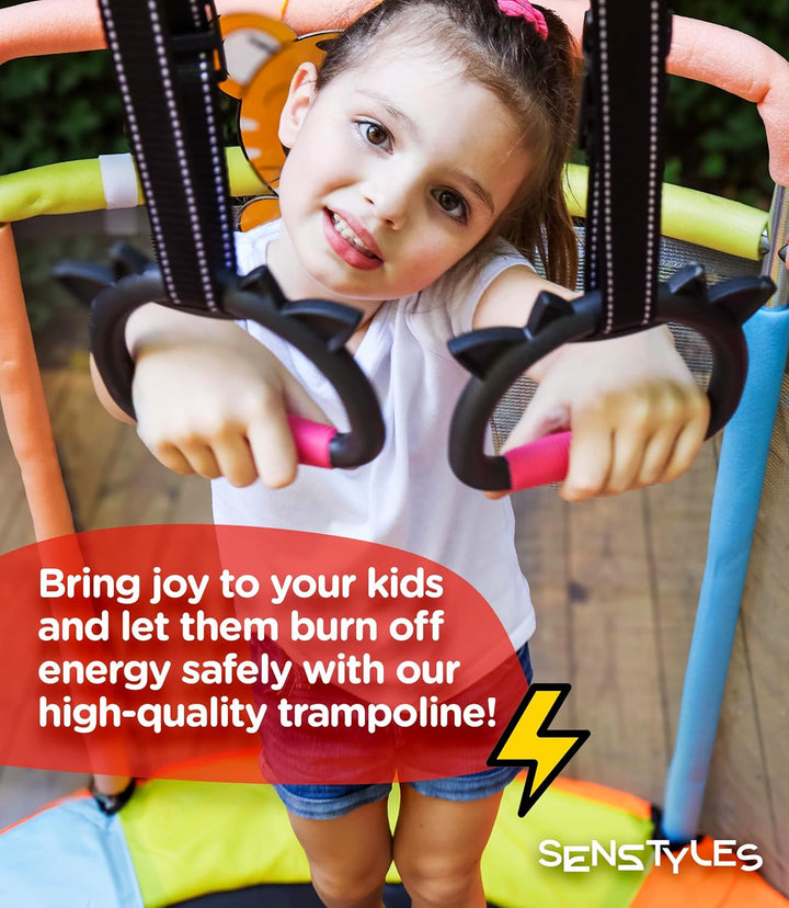 Trampoline for Kids - Anti-Rollover round Bottom - Double Safety Handles - Toddler Trampoline - Perfect for Indoor and Outdoor Play - Gifts for Boys & Girls - a Fun Way to Keep Your Kids Active!