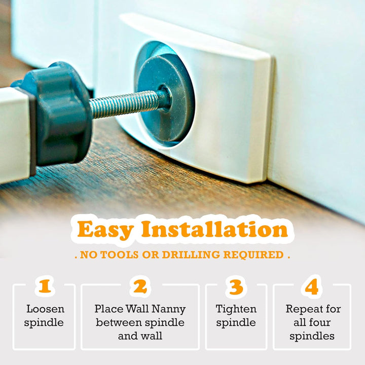 - Baby Gate Wall Protector (Made in USA) Protect Walls from Pet Gates & Dog Gates - No Safety Hazard on Spindles - for Child Pressure Mounted Baby Gate for Stairs Cup Guard - White, 4 Pack