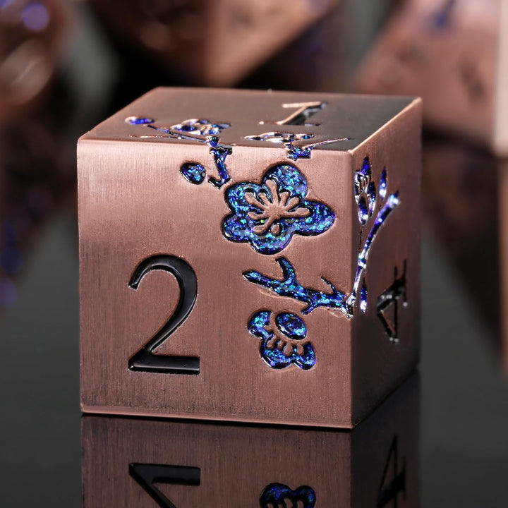 Metal Dice Set D&D, 7 Die Metallic Polyhedral Dice Set with Gift Metal Box and Gold Number for DND Dungeons and Dragons Role Playing Games (Black and Gold)