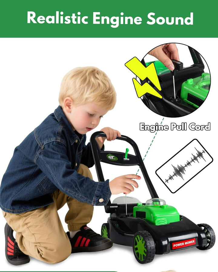 Kids Lawn Mower with Realistic Grass-Cutting Action and Sounds – No Batteries Required | Kid Lawn Mower, Fun Outdoor Push Toy and Gift for 3, 4, 5, 6, 7, 8 Year Old Boys and Girls (Black)