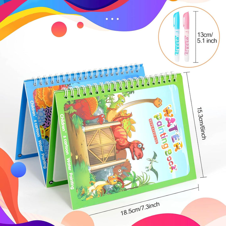 5 Pack Reusable Water Coloring Book for Toddlers, Water Doodle Book Toys, Paint with Water Books,Mess-Free Coloring Book, Portable Educational Doodle Drawing Toy, Educational Learning Kits Gifts