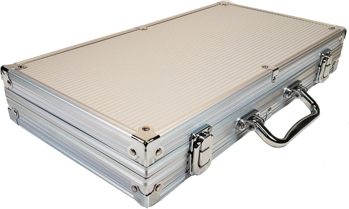 11.5 Gram Texas Hold 'Em Claytec Poker Chip Set with Aluminum Case, 300 Striped Dice Chips