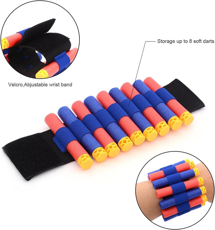 Kids Tactical Vest Kit for Nerf Guns, N-Strike Elite Series with 50 Bullets Refill Darts + 2 Reload Bullet Clips + Face Tube Mask + Protective Glasses + Hand Wrist Band