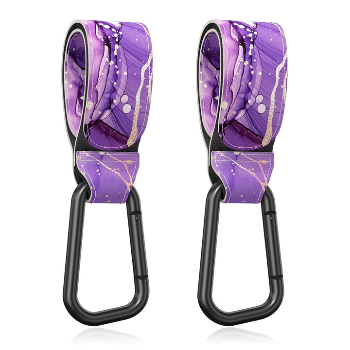 Baby Stroller Hooks for Hanging Bags, Universal Stroller Clips Accessories, Mommy Hook for Diaper Bag, Shopping Cart, Purse, Backpack - 2 Pack, Abstract Leaf