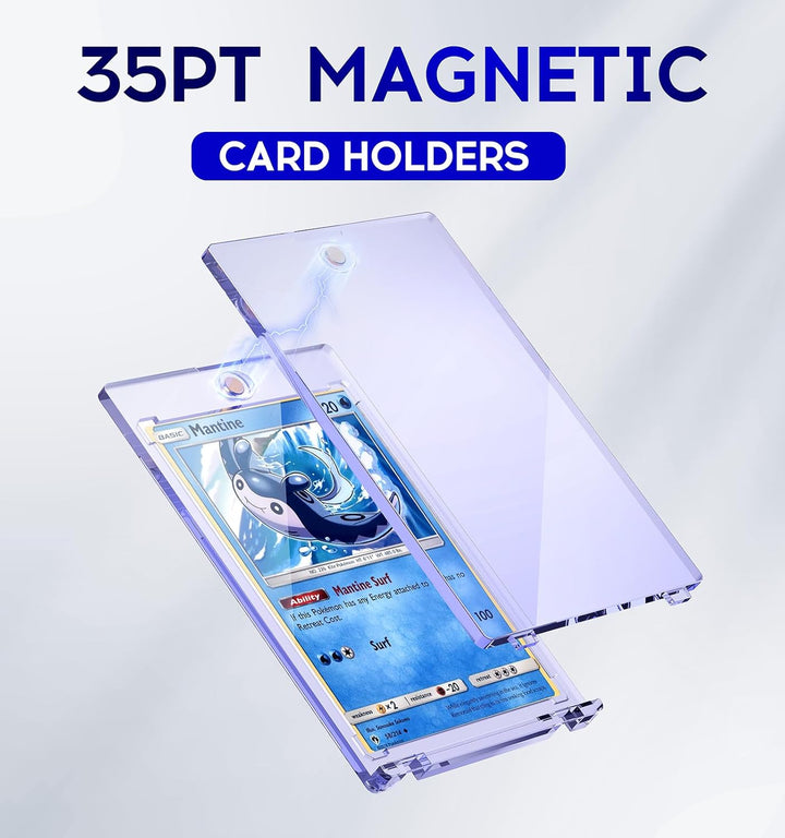 50Ct Magnetic Card Holder, 35Pt One Touch Card Holder, U-V Protectors Hard Plastic for Trading Cards, Magnet Case, Sports, Game, Football, Baseball Cards Holder