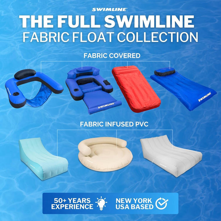 ORIGINAL Fabric Covered U-Seat Inflatable Pool Lounger | with Comfortable Sling Seat, Back Rest, and Built in Cup Holder | for Pool, Beach, Lake, and More