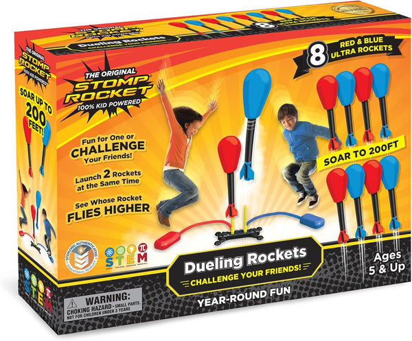 Original Dueling Rocket Launcher for Kids, 8 Rockets - Fun Backyard & Outdoor Kids Toys Gifts for Boys & Girls -Toy Foam Blaster Set Soars 200Ft - Multi-Player Launcher Stand