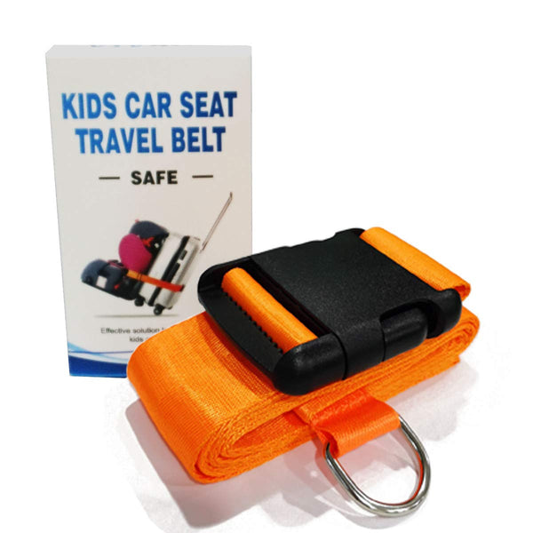 Car Seat Belt Strap to Suitcase, Convert Kid Car Seat and Carry-On Luggage to Airport Stroller Carrier,Safe Travel Solution for Transport (Orange)