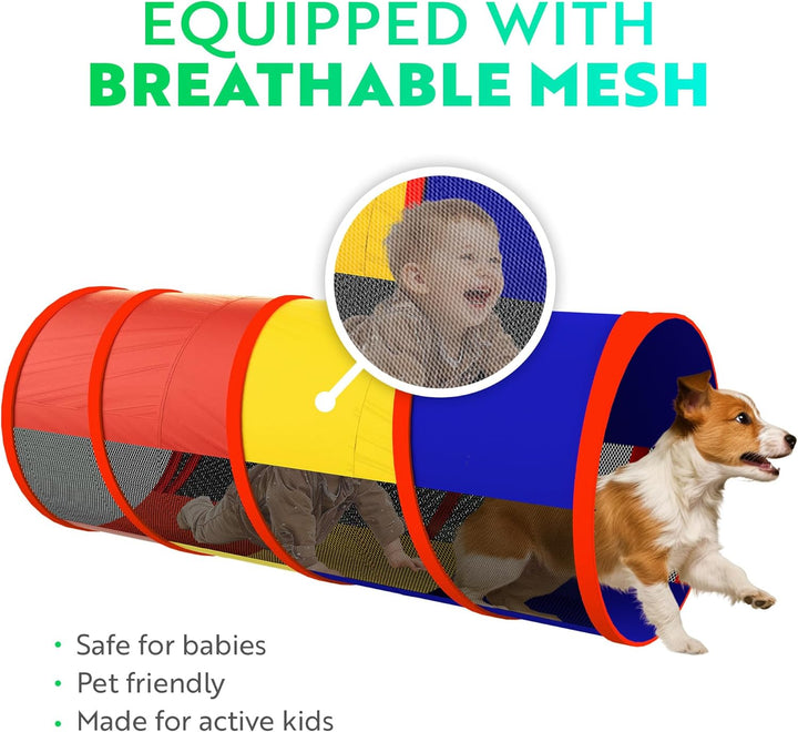5Pc Kids' Play Tents & Tunnels - Ball Pit for Toddlers, Basketball Hoop, Crawling Tubes, Pop-Up Playhouses, Baby Obstacle Course for Indoor or Outdoor Use