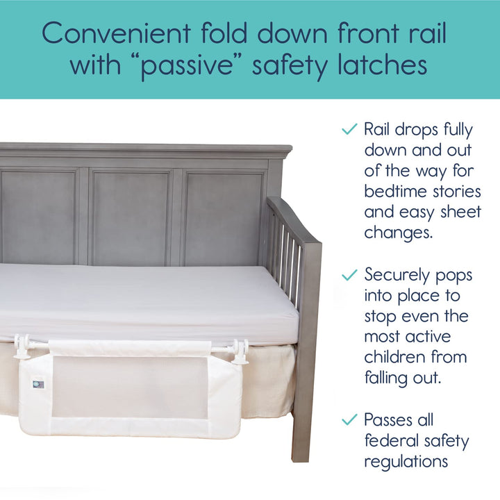 Convertible Crib Bed Rail for Toddlers, Crib Rail Guard with Reinforced Anchor Safety
