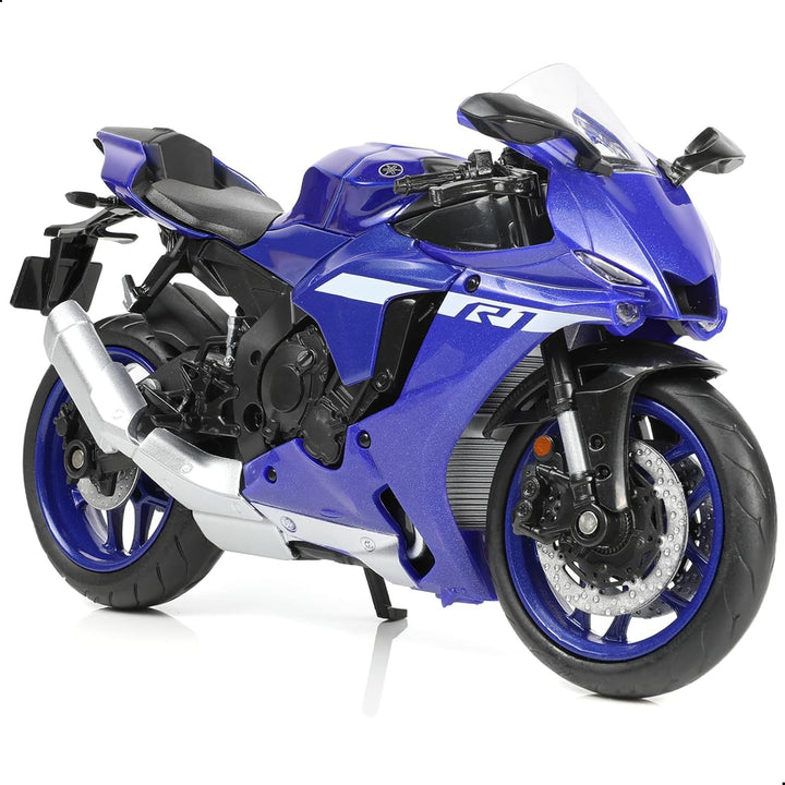 1:12 Motorcycle Model Toy for Yamaha YZF-R1M 1000R Metal Die-Cast with Plastic Motorcycle Model No Assembly Required Mini Finished Moto Gift for Adult（Silver）