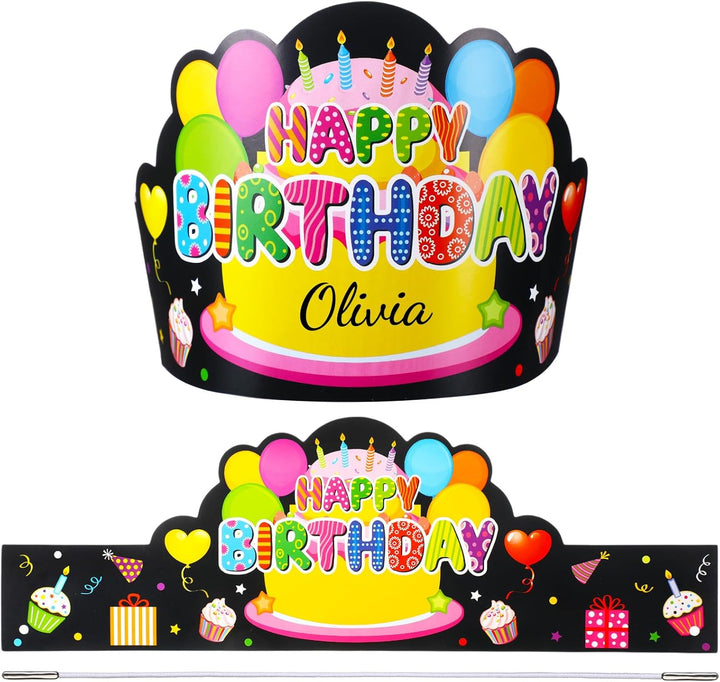 36 Pcs Happy Birthday Crowns for Kids Paper Birthday Hat Crowns for Classroom Gifts Kids' Party(Colorful)
