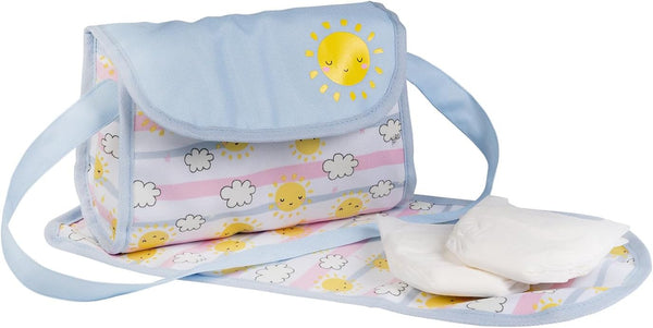 Baby Doll Diaper Bag with Color Changing Design, Sturdy Straps, Includes Changing Mat and 2 Doll Diapers (Fits 13" Dolls), Birthday Gift for Ages 3+ - Sunny Days