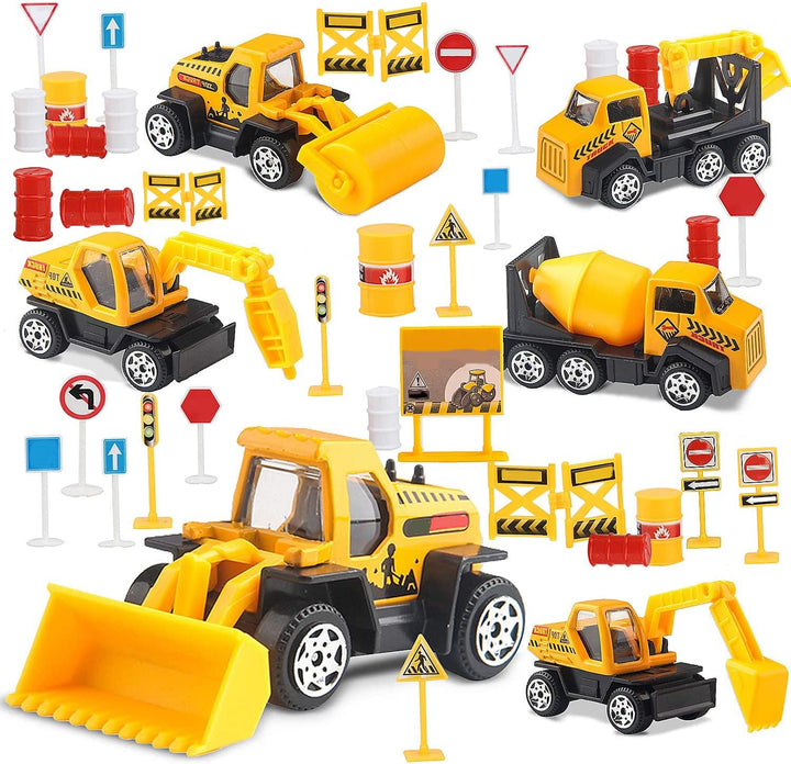 28 PCS Construction Toys for Boy Age 3-5, Small Construction Vehicles, Sandbox Toy for Boys, Small Construction Car Truck Excavator Party Favors Gifts for Boys
