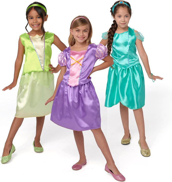 Princess Dress up Trunk – 21-Piece Deluxe Costume Set Featuring Ariel, Jasmine, Tiana & Rapunzel Outfits with Accessories & Storage Trunk – Amazon Exclusive