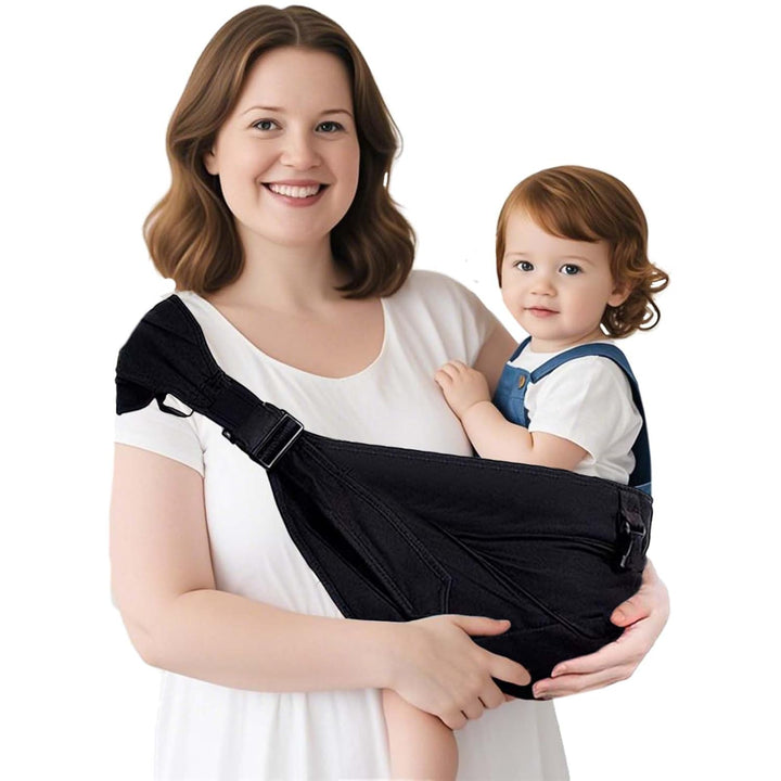 Baby Sling Carrier,Baby Carrier Newborn to Toddler Carrier Essentials Safety Non-Slip Baby Half Wrapped Sling Hip Holderr Carrying 8-35Lbs(Black)