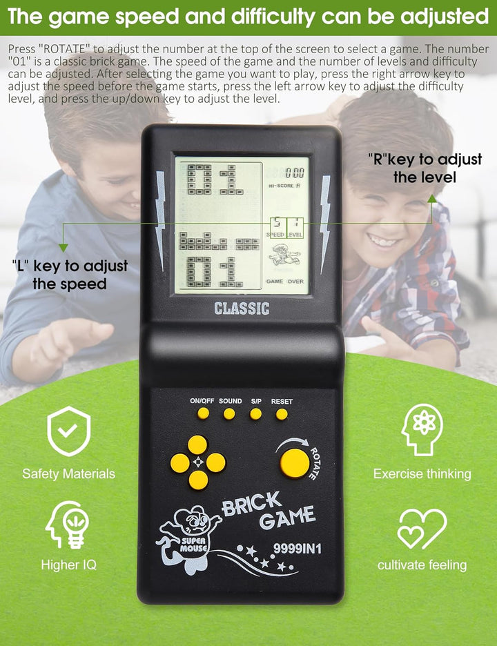 3.5-Inch Large Screen Retro Brick Game Console for the 80S/90S Build in Block Game Racing/Tank Game Built-In 23 Classic Games Nostalgic Puzzle Children'S Game Console (Black)