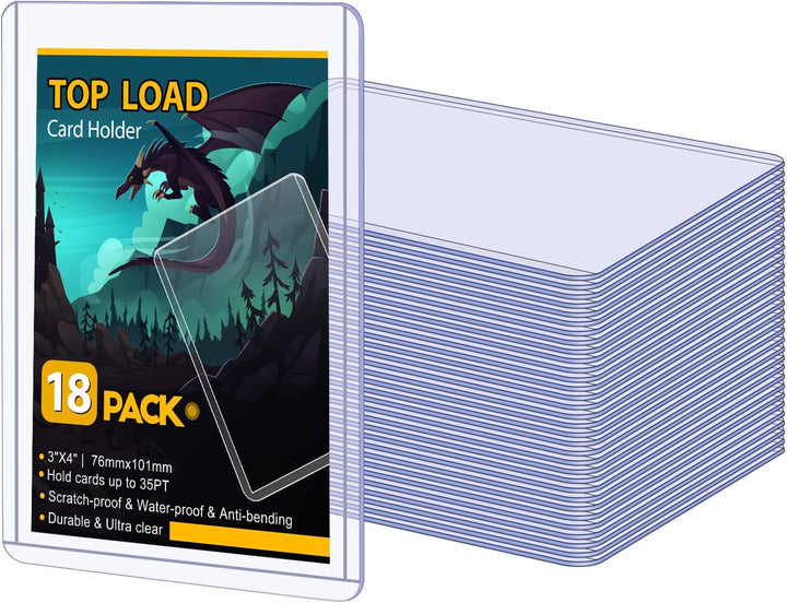 32 Count Topload Card Holder,  35PT Topload Card Protector, 3" X 4" Hard Plastic Card Sleeves, Baseball Card Protector, Rigid Toploading Card Case for Collectible Trading Sports Cards
