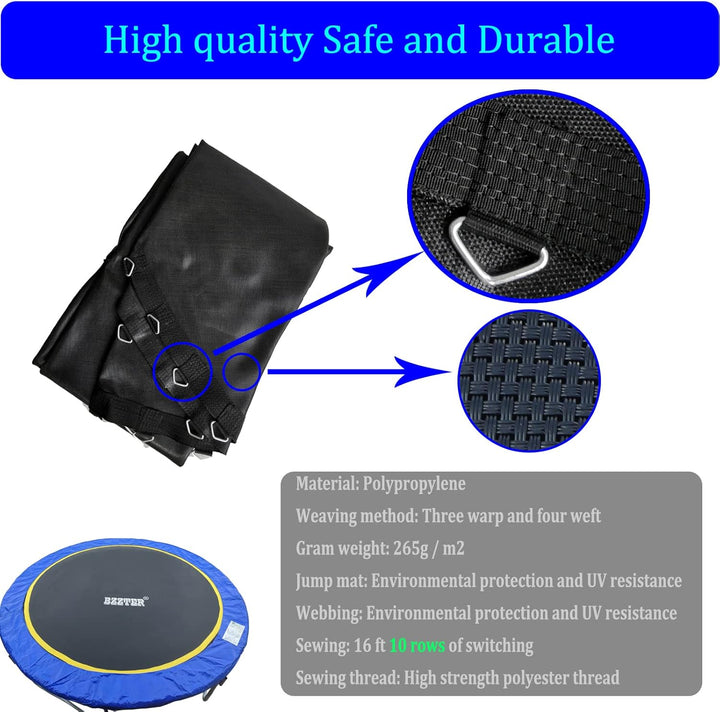 Replacement Trampoline Mat Fits 16 Foot Frame ，171.9“/14.31Ft Diameter with 108Rings,Fits 6.5-7.0" Spring,W/Pull Hook and Gloves
