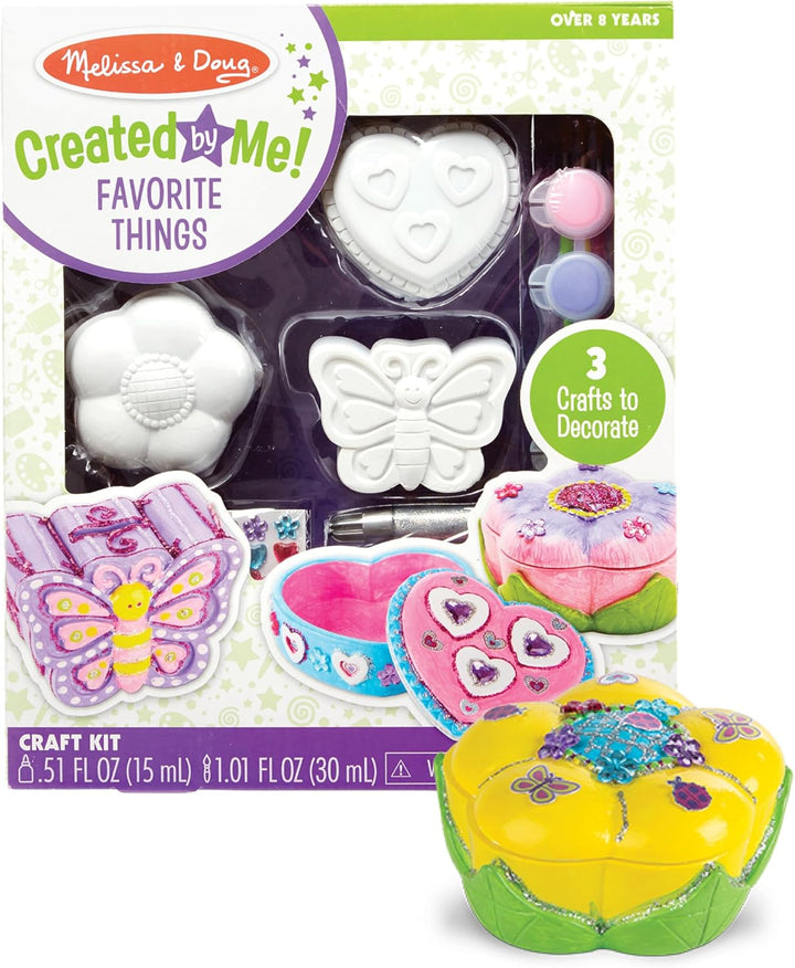 Created by Me! Favorite Things Craft Kits Set: Decorate-Your-Own Flower and Heart Treasure Boxes and Butterfly Bank
