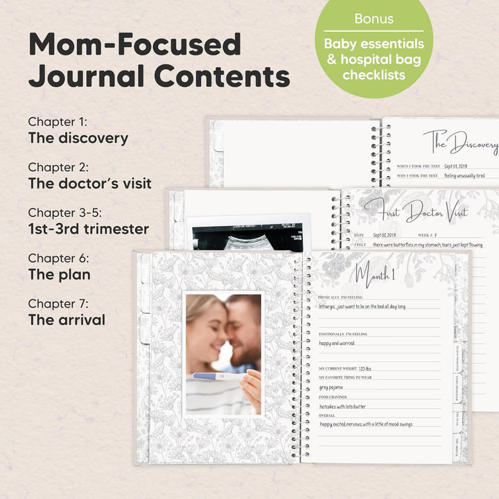 Pregnancy Journal, Pregnancy Announcements - 80 Pages Hard Cover Baby Books for Mom to Be Gift, Baby Memory Book Keepsake, Gender Reveal Gifts for New Moms, Shower & Registry (Clay)